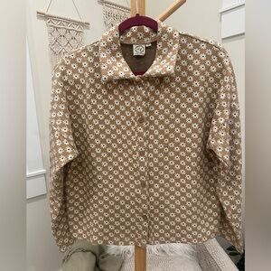 Grace & Emma Floral Knit Button Front Dolman Sleeve Top Small, Boxy